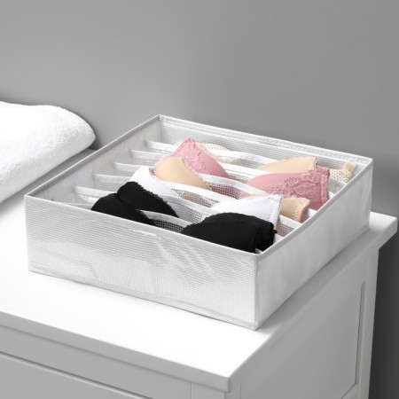 Organizer for storing linen LadOM, 7 cells, 32 × 32 × 10 cm, white color-11