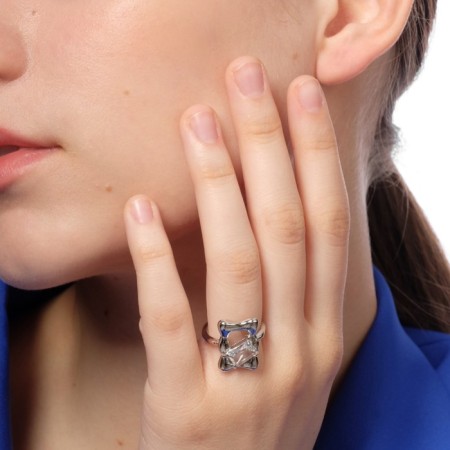 Ring "Fantasy" Dream, white color in silver, dimensionless-3