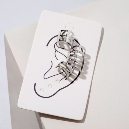 Earrings "Kaffa" set 3 pcs., Lines, color silver-2