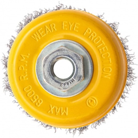 Denzel Ushm brush, 100 mm, M14, cup, twisted stainless wire 0.3 mm-4