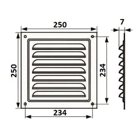 Ventilation grate Zein Lux RM2525C, 250 x 250 mm, with a grid, metal, galvanizing-6