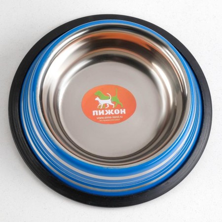 A bowl with a non -slip base color with stripes, 230 ml, blue-1