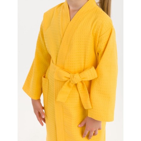 Waffel children's robe "kimono", size 40, yellow color-2