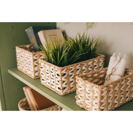 Basket for storage of handmade wicker work “Aika”, 19 × 11 × 10 cm, beige-white color-2