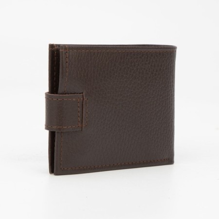 Male purse on the Textura button, for bills, for cards, for coins, brown color-2