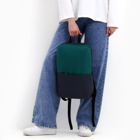 School textile school with pocket, gray/green color, 22x13x30 cm-7