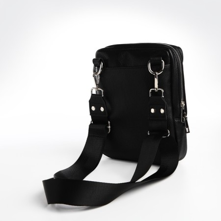 Male bag over the shoulder, Textura, artificial leather, black color-3