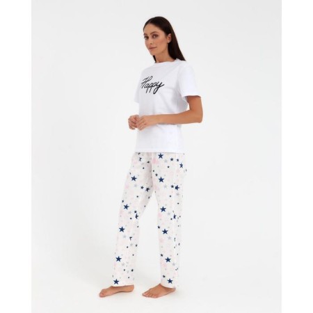 Women's pants KAFTAN "Pink Stars", p. 40-42, white-3