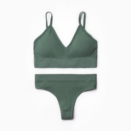 Female set (top, thongs), green color, One size (42-46)-4