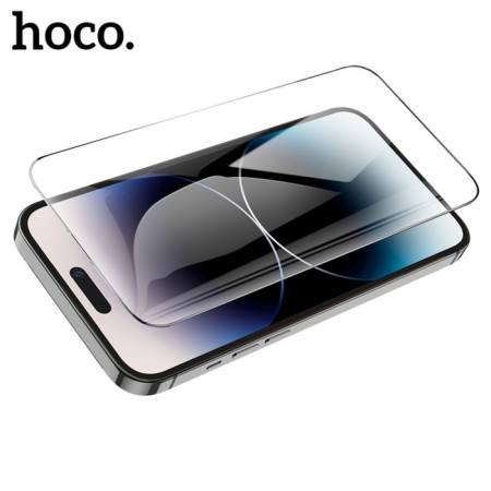 Hoco protective glass for iPhone 14 Pro, with a frame for installation, full glue, 0.33 mm, 9h-8