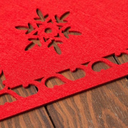 Napkin Decorative shade "Snowflake", cent, red, 40*26 cm, felt-1