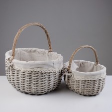 A set of baskets, 2 pcs, 40 × 30 × 20/40 cm, 28 × 21 × 14/27 cm, willow, textiles