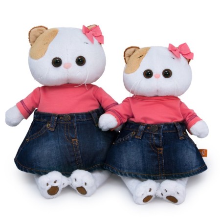 Soft toy "Lee in jeans skirt and coral T-shirt", 27 cm-7
