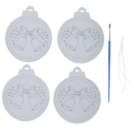 Christmas tree decoration for coloring "Calling" 4 pcs., Brush-1