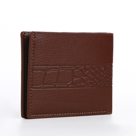Male purse without a fastener, department for bills, for maps, color light brown-1
