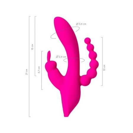 Triple vibroostimulator Jos Spanky, silicone, pink color, 21 cm-7