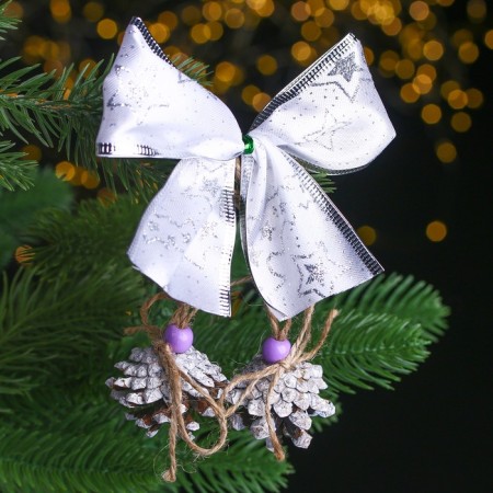 New Year's composition "bows with a bow" silver