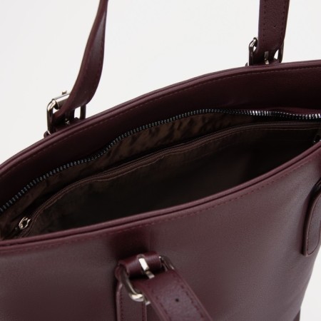 Luggage bag, external pocket, long belt, burgundy color-2