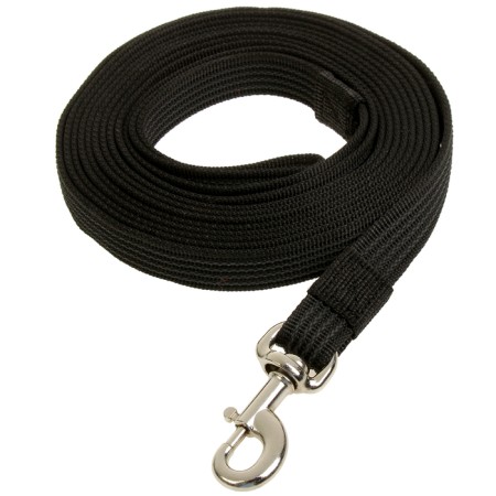 Kaponnoye Zononic leash with latex thread and reinforced carbine, 5 m x 2.5 cm, black