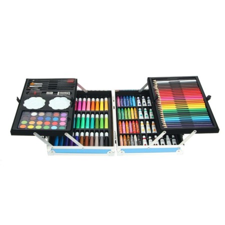 A set of drawing folding, in a blue suitcase