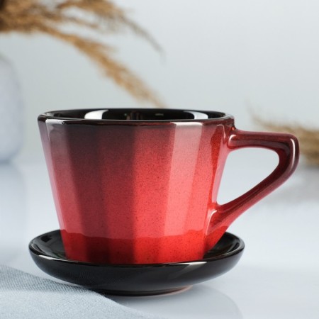 Tea couple "Nostalgia No. 2" 0.2l / 9x7cm + saucer 9cm, red