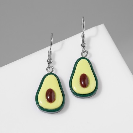 Avocado plastic earrings in the section, the color of the green-brown-4