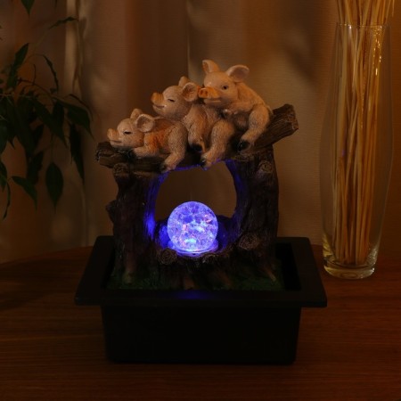 The piglet "piglets on a log" 16x20x26 cm (with backlight)-2