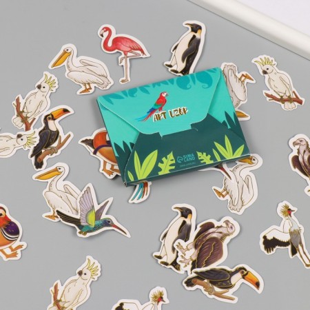 Stickers for creativity "Exotic birds" embossing gold set 48 pcs 9x7x0.8 cm-6