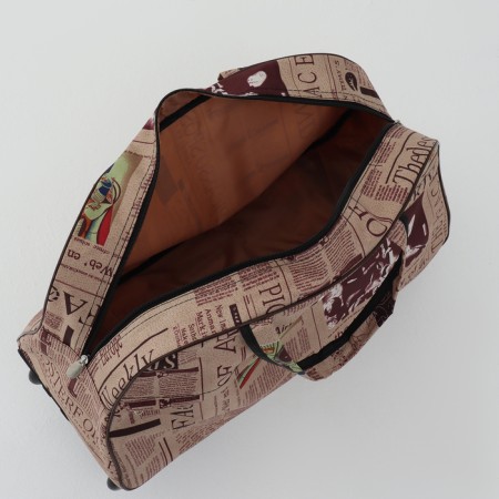 Road bag on wheels, external pocket, beige color-4