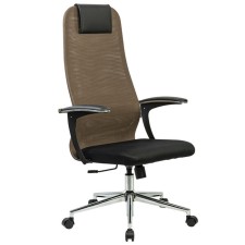 A chair for the head of Brabix Premium Ultimate EX-801 Chrome, X2 mesh, black/brown