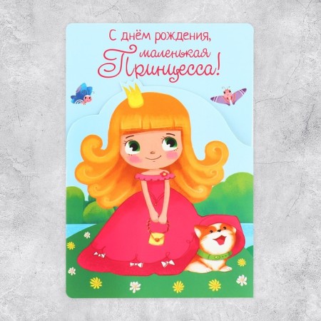 Congratulatory card with coloring "Happy Birthday", Princess, 12 × 18 cm-2
