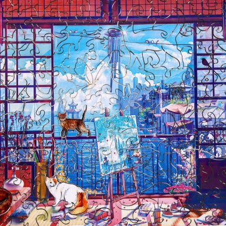 Puzzle wooden figured "world through the eyes of the artist", complex-8