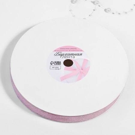 The tape is velvet, with silver lurex, 20 mm, 18 ± 1 m, pink color No. 02-1