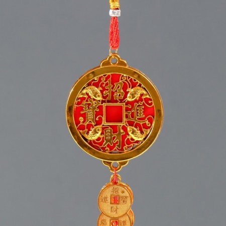 Plastic suspension, textile "9 coins" 1.8x7x36 cm-1