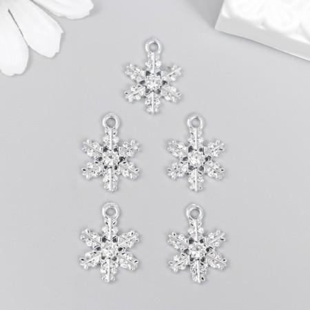 Decor for creativity metal, rhinestones "Snowflake" silver 1.6x2 cm-2