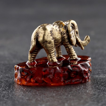 Talisman's keychain "Elephant", brass, amber-3