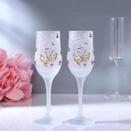 Set of wedding glasses "Council and love" 200 ml, white-3