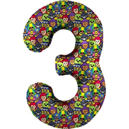 Foil ball 34 “Tound 3” Brawl Stars, 1 pc.
