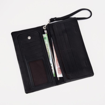 Women's wallet on magnets, black color-4