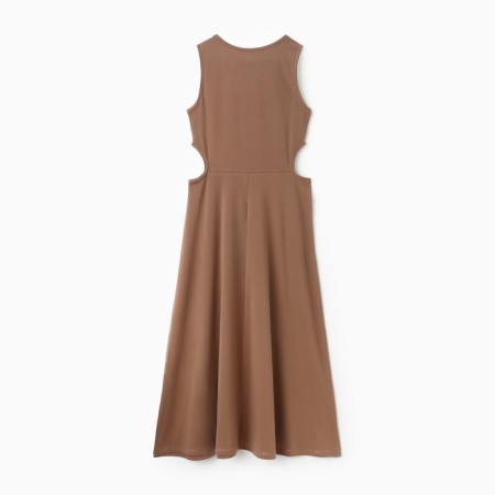 The dress is female, brown color, size 42-44 (m)-4