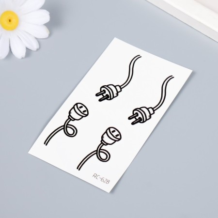 Tattoo on the body black "sockets and forks" 10.5x6 cm-1