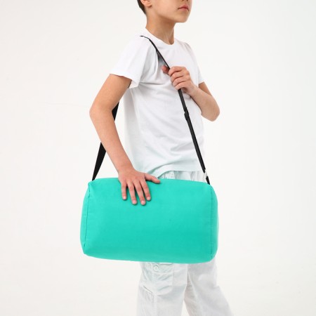Sports bag on a zipper, adjustable belt, turquoise color-3