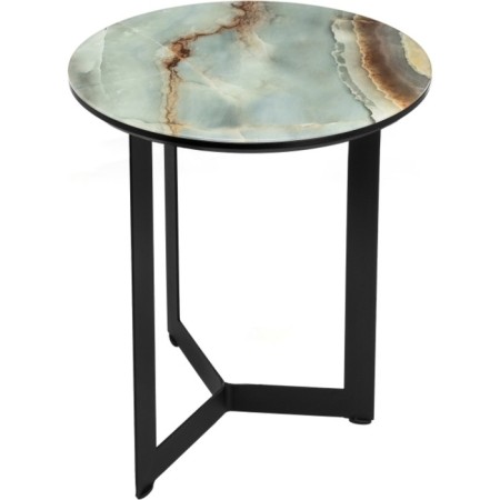 Coffee table Rob metal, blue marble/black 45x45x50 cm