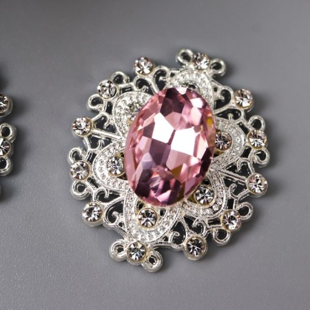 Decor for creativity Metal "Medallion Patal" light pink crystal 2.6x2.4 cm