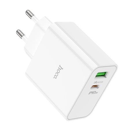 Network charger Hoco C113A, 1 Type-C, 1 USB, 65 W, PD + Qc, white-3