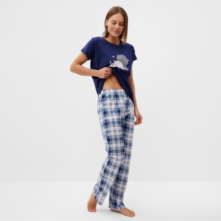 Home female "kittens" (T -shirt/pants), blue/beige color, size 50-2