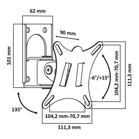 Le’ster LST-101.03 bracket, for TV, inclined-horned, 10-32 ", 90 mm from the wall, black-1