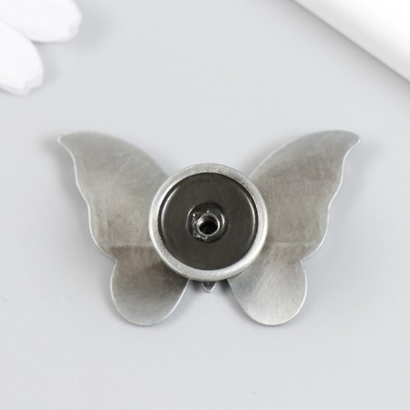 Handle for the casket metal "Butterfly" rhinestones, aged silver 3.6x5.5x2.2 cm-2