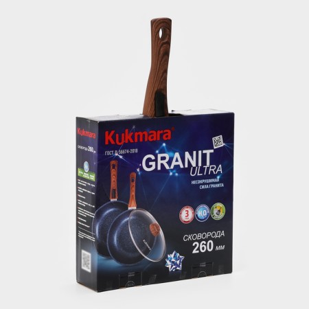 Granit Ultra Black Gold pan, 26 cm, glass cover, anti -stick coating, removable handle-13