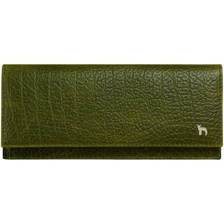 A button wallet, department for bills/cards (4)/trifles, swamp color 19.4x8.7x1.5cm